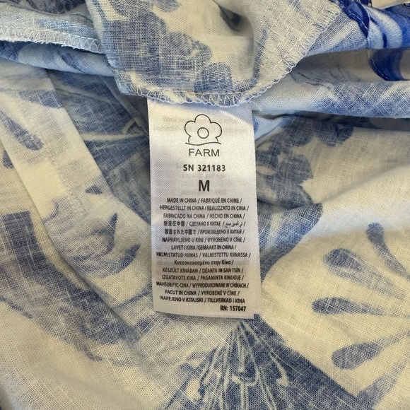 NWT Farm Rio Off-White Garden Tiles Plaid Mini Dress in Blue White Size M - Picture 13 of 14